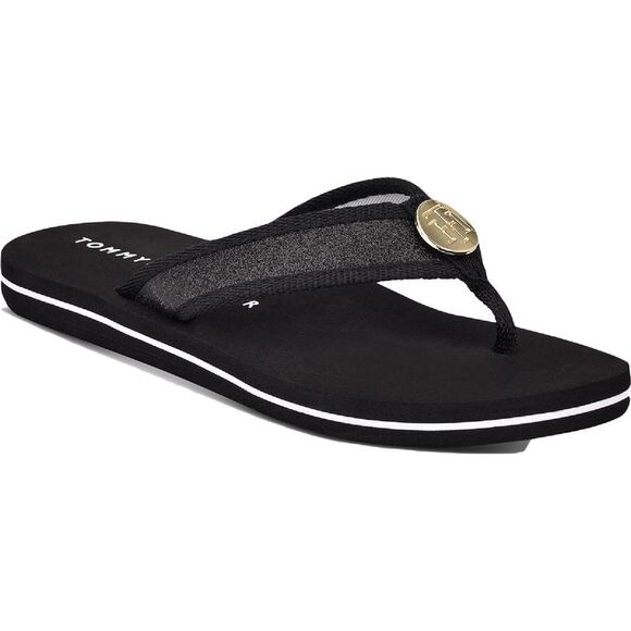 Tommy Hilfiger Womens TWCAHYLA-X Black Thong Flat Flip-Flops Sandals NWOB - Picture 1 of 4